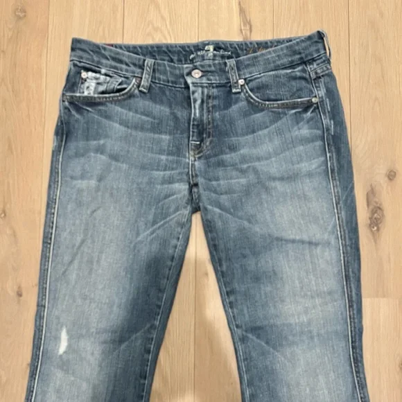 7 For All Mankind 7FAM "A" Pocket Bootcut Wide Flare Leg Jeans Blue Size 30 - Picture 3 of 16